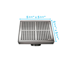QM Delmar Series. Kai Line. 5 3/4″ Square Drain. Satin fin.