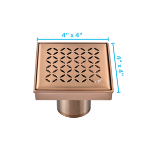 QM Delmar Series. Lotus Line. 4″ Square Drain. Bronze fin.
