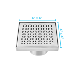 QM Delmar Series. Lotus Line. 4″ Square Drain. Polished Finish