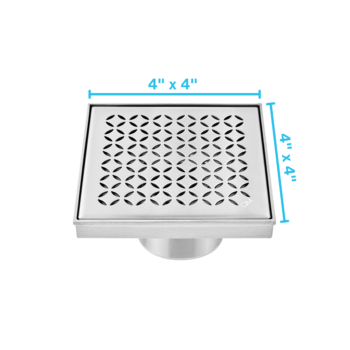 QM Delmar Series. Lotus Line. 4" Square Drain. Polished Finish