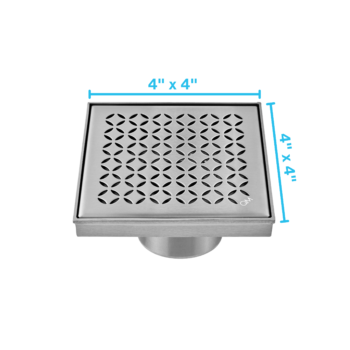 QM Delmar Series. Lotus Line. 4" Square Drain. Satin Finish