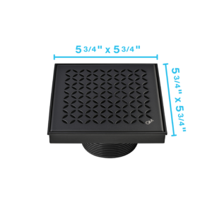 QM Delmar Series. Lotus Line. 5 3/4″ Square Drain. Black