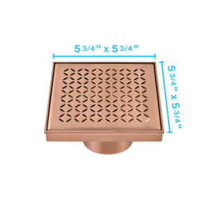 QM Delmar Series. Lotus Line. 5 3/4″ Square Drain. Bronze fin.
