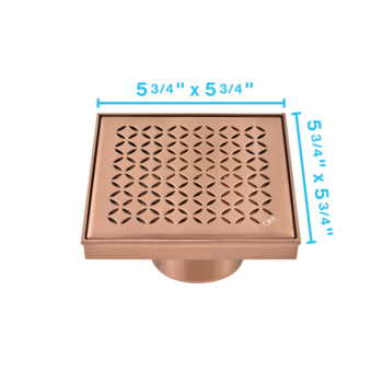 QM Delmar Series. Lotus Line. 5 3/4" Square Drain. Bronze fin.