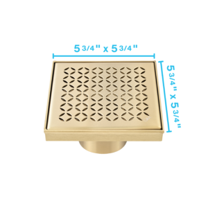 QM Delmar Series. Lotus Line. 5 3/4″ Square Drain. Gold fin.