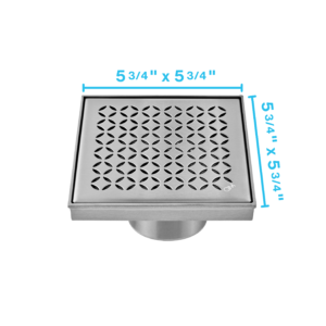 QM Delmar Series. Lotus Line. 5 3/4″ Square Drain. Satin Finish
