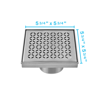 QM Delmar Series. Lotus Line. 5 3/4" Square Drain. Satin Finish