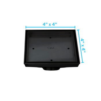 QM Delmar Series. Mist (Tile-In) Line. 4" Square Drain. Black Finish
