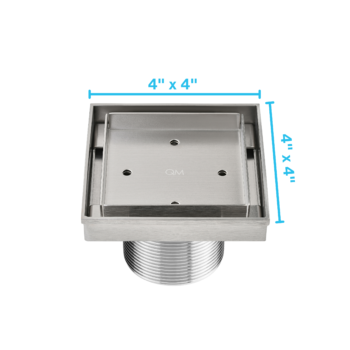 QM Delmar Series. Mist Line. 4" Square Drain. Satin fin.