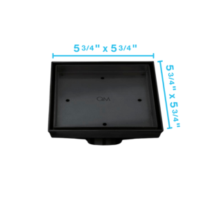 QM Delmar Series. Mist (Tile-In) Line. 5 3/4″ Square Drain. Black Finish