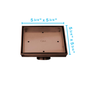 QM Delmar Series. Mist (Tile-In) Line. 5 3/4″ Square Drain. Bronze Finish