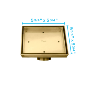 QM Delmar Series. Mist (Tile-In) Line. 5 3/4″ Square Drain. Gold Finish