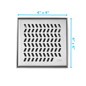 QM Delmar Series. Nami Line. 4″ Square Drain. Satin fin.