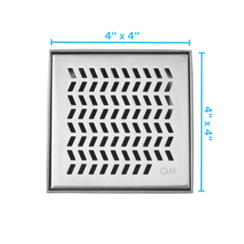 QM Delmar Series. Nami Line. 4" Square Drain. Satin fin.