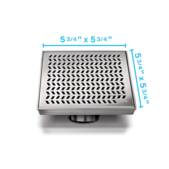 QM Delmar Series. Nami Line. 5 3/4" Square Drain. Satin fin.