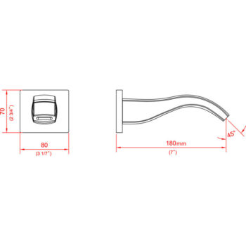 Dawn® Wall Mount Tub Spout, Chrome - Image 2