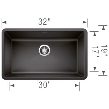 Blanco Precis SILGRANIT 32" Super Single Undermount Kitchen Sink - Anthracite - Image 6