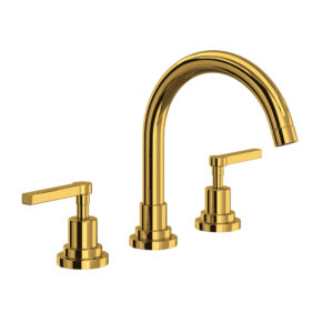 ROHL Lombardia® Widespread Lavatory Faucet With C-Spout In Unlacquered Brass