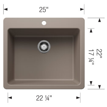 Blanco Liven SILGRANIT 25" Single Bowl Dual Mount Kitchen Sink - Truffle - Image 3