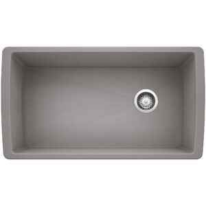 Blanco Diamond SILGRANIT 33″ Super Single Undermount Kitchen Sink – Metallic Gray