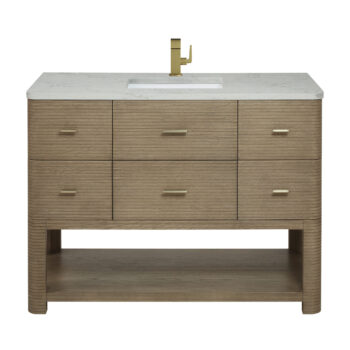 Lucian 48" Single Vanity, Pebble Oak w/ 3 CM Victorian Silver Quartz Top