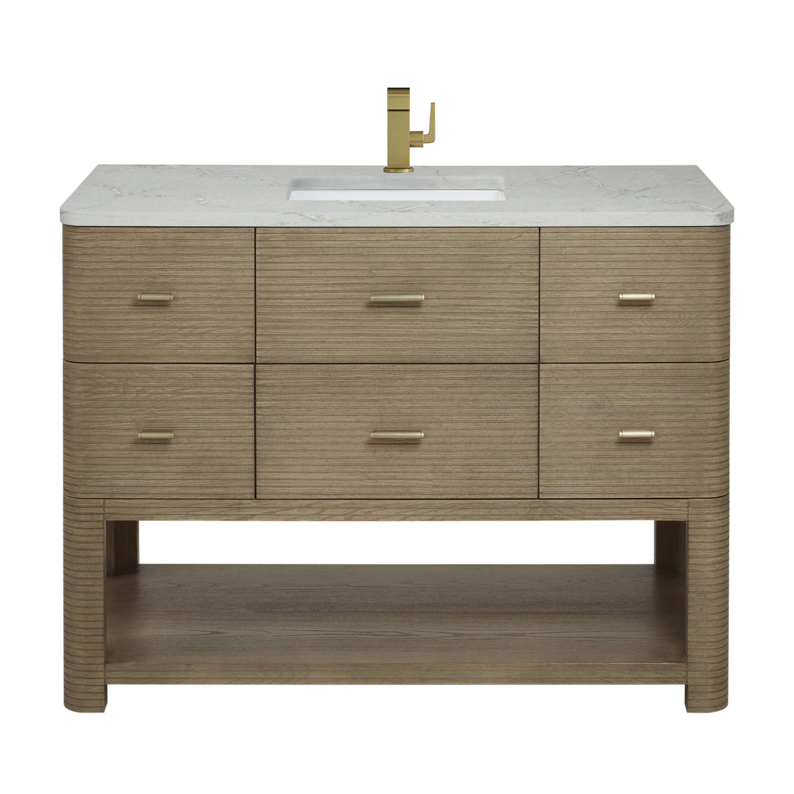 Lucian 48" Single Vanity, Pebble Oak w/ 3 CM Victorian Silver Quartz Top