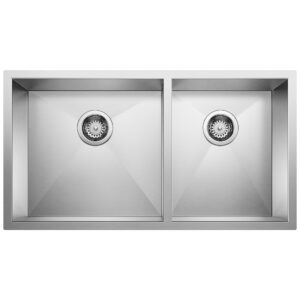 Blanco Quatrus R0 33″ 60/40 Double Bowl Undermount Stainless Kitchen Sink