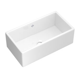 Shaws Shaker™ 33″ Single Bowl Farmhouse Apron Front Fireclay Kitchen Sink In White (WH)