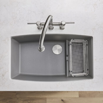 Blanco Performa Cascade SILGRANIT 32" Single Bowl Undermount Kitchen Sink with Colander - Metallic Gray - Image 5