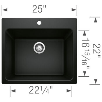 Blanco Liven SILGRANIT 25" Single Bowl Dual Mount Laundry Sink - Coal Black - Image 5