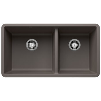 Blanco Precis SILGRANIT 33" 60/40 Double Bowl Undermount Kitchen Sink - Volcano Gray