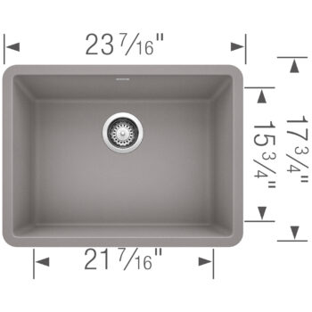 Blanco Precis SILGRANIT 24" Single Bowl Undermount Kitchen Sink - Metallic Gray - Image 3