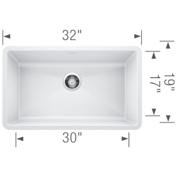 Blanco Precis SILGRANIT 32" Super Single Undermount Kitchen Sink - White - Image 9