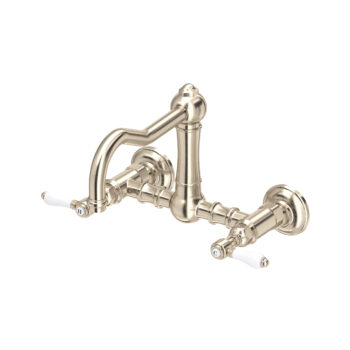 ROHL Acqui® Wall Mount Bridge Kitchen Faucet With Column Spout In Satin Nickel