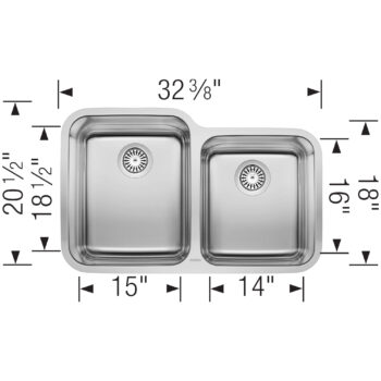 Blanco Stellar 32" 60/40 Double Bowl Undermount Stainless Steel Kitchen Sink - Image 4