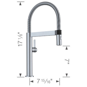 Blanco Blancoculina Mini Semi-Pro Pull-Down Dual-Spray Kitchen Faucet 1.8 GPM - Classic Steel - Image 6