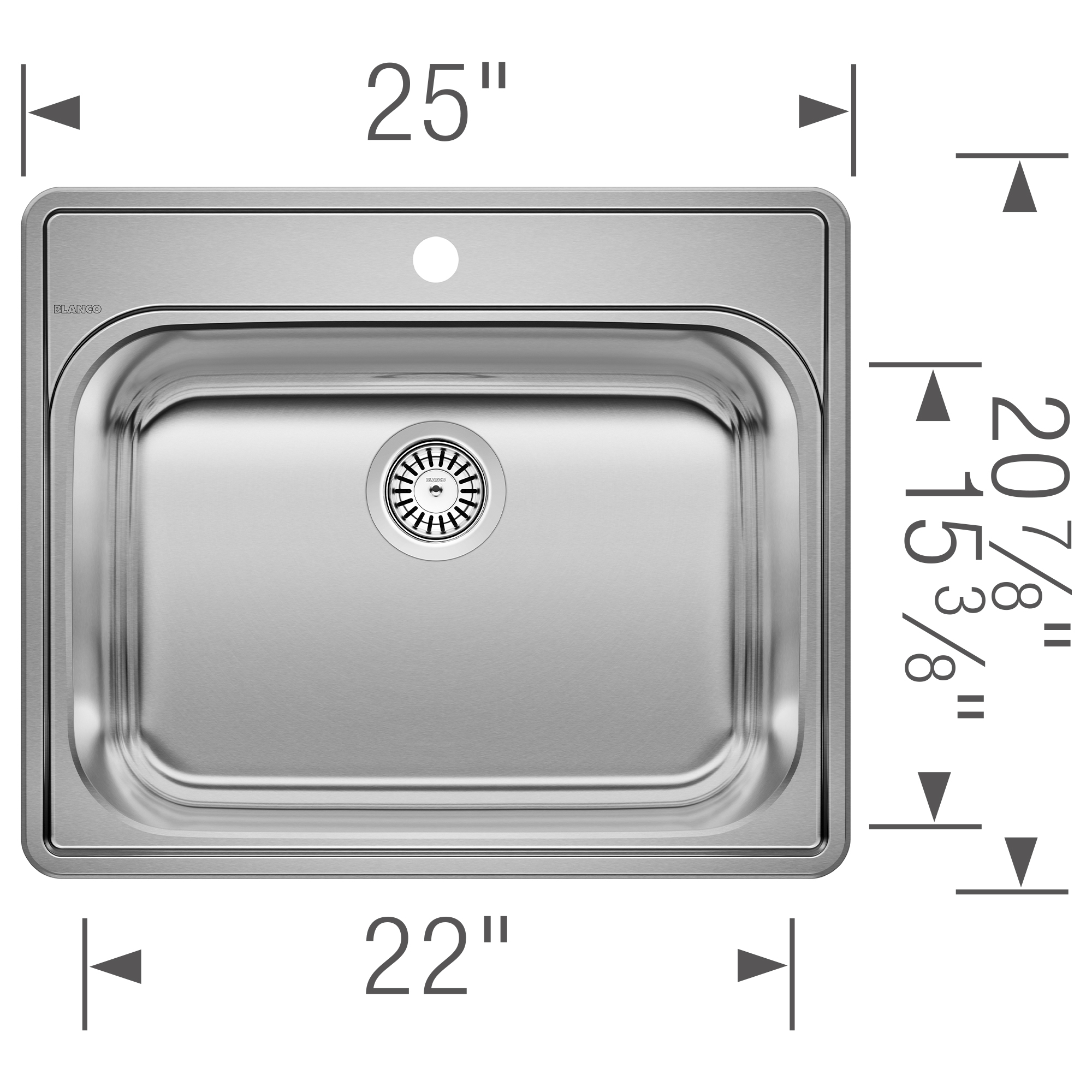 Blanco Essential 25" Single Bowl Drop-In Stainless Steel Laundry Sink - 1 Hole - Image 4