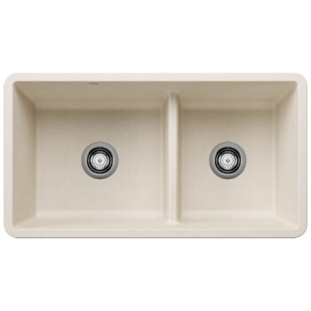 Blanco Precis SILGRANIT 33" 60/40 Reversible Double Bowl Undermount Kitchen Sink with Low Divide - Soft White