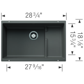 Blanco Precis Cascade SILGRANIT 29" Single Bowl Undermount Kitchen Sink with Colander - Volcano Gray - Image 3