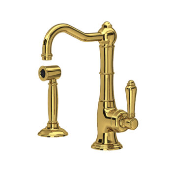 ROHL Acqui® Kitchen Faucet With Side Spray In Unlacquered Brass