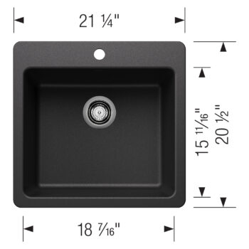 Blanco Liven SILGRANIT 21" Single Bowl Dual Mount Kitchen Sink - Anthracite - Image 3