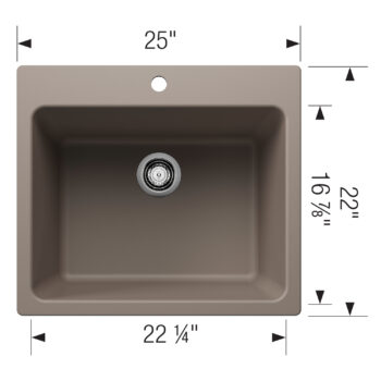 Blanco Liven SILGRANIT 25" Single Bowl Dual Mount Laundry Sink - Truffle - Image 3