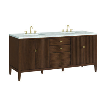 Myrrin 72" Double Vanity, Mid Century Walnut w/ 3 CM Victorian Silver Quartz Top - Image 6