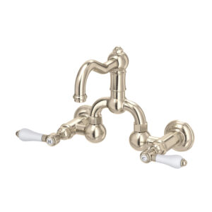 ROHL Acqui® Wall Mount Bridge Lavatory Faucet With Column Spout In Satin Nickel