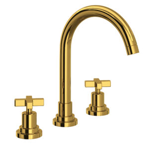 ROHL Lombardia® Widespread Lavatory Faucet With C-Spout In Unlacquered Brass