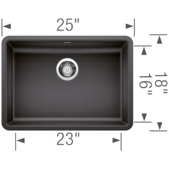 Blanco Precis SILGRANIT 25" ADA Single Bowl Undermount Kitchen Sink - Anthracite - Image 3