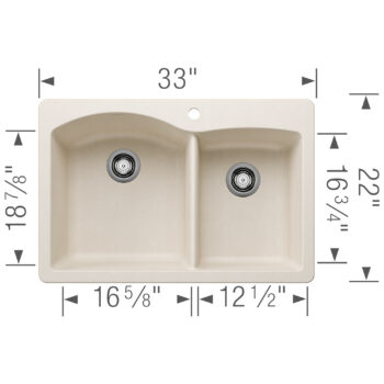 Blanco Diamond SILGRANIT 33" 60/40 Double Bowl Dual Mount Kitchen Sink - Soft White - Image 3