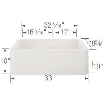 Blanco Ikon SILGRANIT 33" Double Bowl Apron-Front Farmhouse Sink with Low Divide - White - Image 9