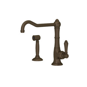 ROHL Acqui® Extended Spout Kitchen Faucet With Side Spray In Tuscan Brass