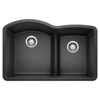 Blanco Diamond SILGRANIT 32" 60/40 Double Bowl Undermount Kitchen Sink with Low Divide - Anthracite